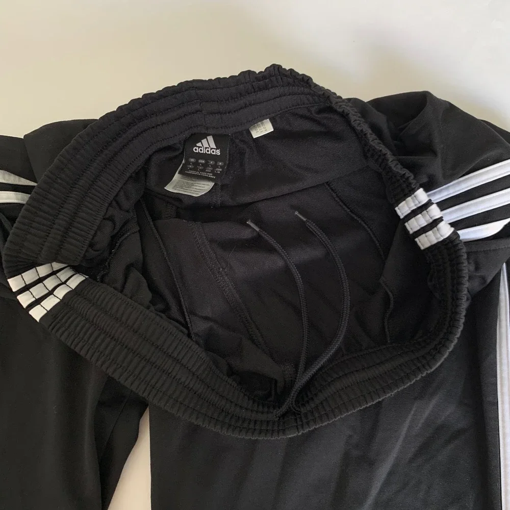 Adidas Track Pants Mens Large Black 3-Stripe Straight Warmup Athletic Sporty Gym